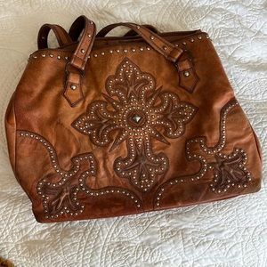 Leather Cripple Creek western tote bag or laptop bag.